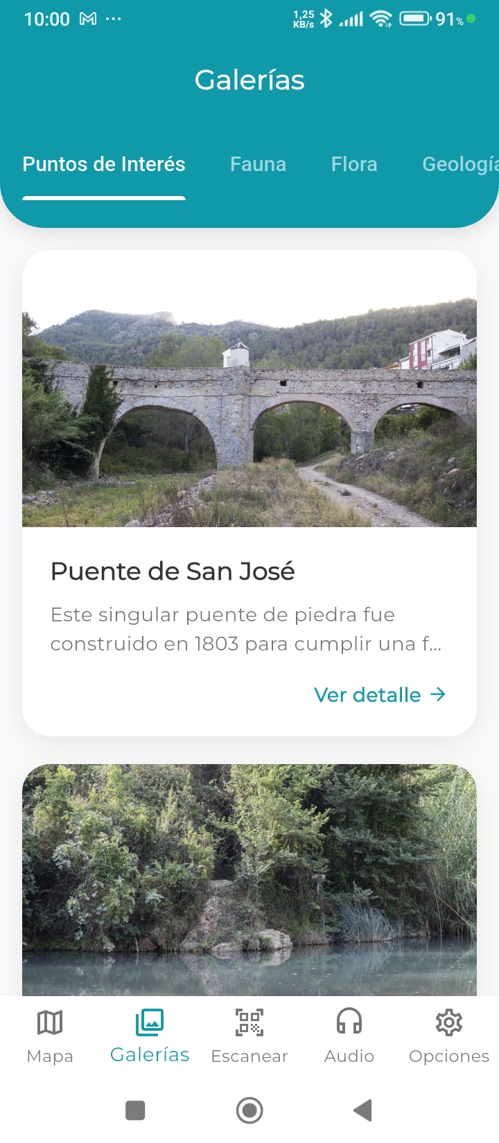 Pantalla de galeria de POIs